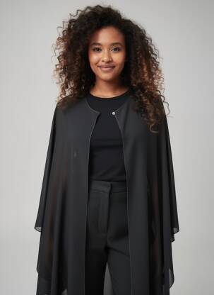 Gilet manches longues col rond noir SPG WOMAN femme