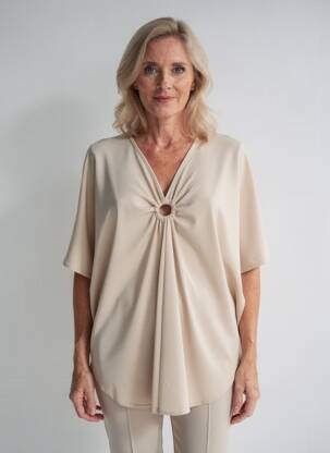 Tunique manches courtes coupe fluide beige 2W PARIS femme