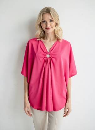 Tunique manches courtes coupe fluide rose fonce 2W PARIS femme