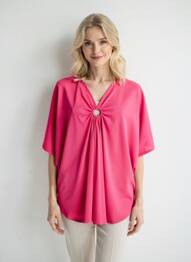 Tunique manches courtes coupe fluide rose fonce 2W PARIS femme
