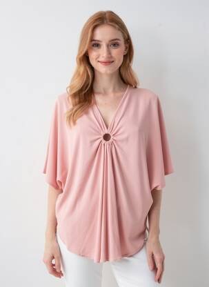 Tunique manches courtes coupe fluide rose 2W PARIS femme