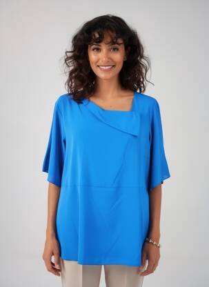Tunique manches courtes col v bleu SPG WOMAN femme