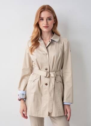 Trench tissage popeline sans capuche beige REVER MILE femme