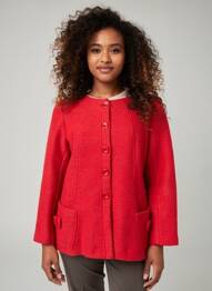 Veste casual col rond rouge PLURIELLES femme