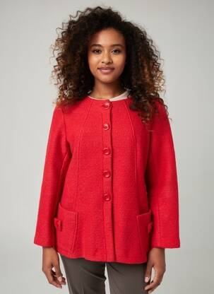 Veste casual col rond rouge PLURIELLES femme
