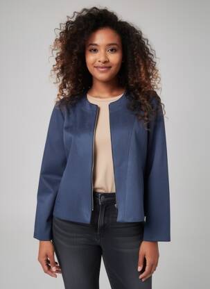 Veste casual col rond bleu GEVANA femme