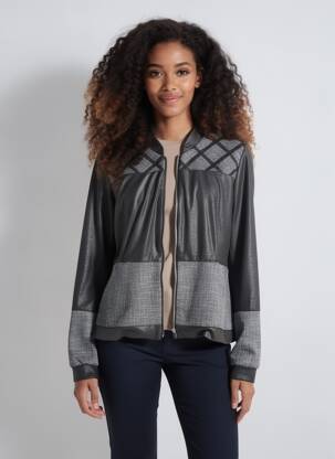 Veste casual tissage suedine noir FRANCE RIVOIRE femme