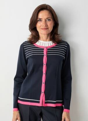 Gilet manches longues col rond bleu TELMAIL femme