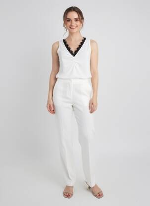 Top col v sans manche blanc SPG WOMAN femme