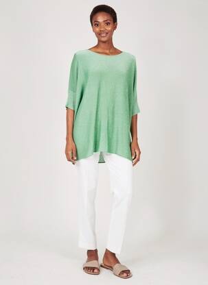 Pull coupe droite sans manche vert D&Z FASHION femme