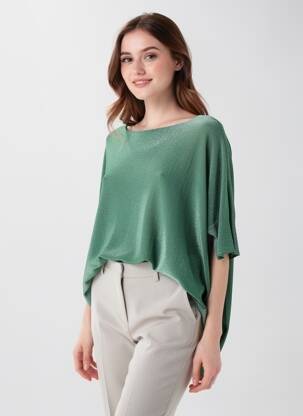 Pull coupe droite sans manche vert fonce D&Z FASHION femme