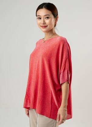 Pull coupe droite sans manche rouge D&Z FASHION femme