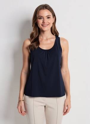 Top coupe fluide sans manche bleu fonce SPG WOMAN femme