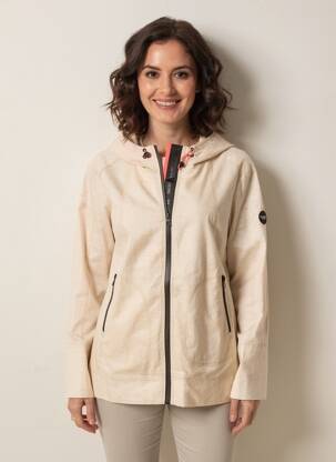 Coupe-vent finition intérieure doublure imprimée a capuche beige REVER MILE femme