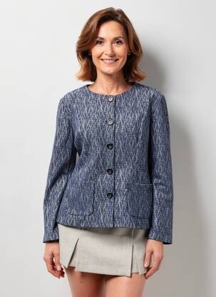 Veste chic poches bleu PLURIELLES femme