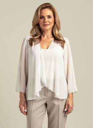 Veste chic col v blanc FRANCE RIVOIRE femme