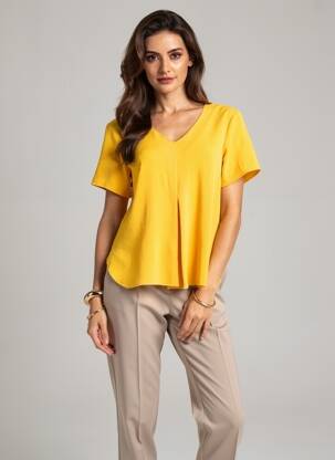 Top manches courtes manches courtes jaune GEVANA femme