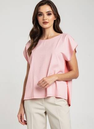 Top tissage crêpe manches courtes rose KATMAI femme