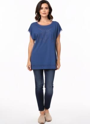 T-shirt coupe droite manches courtes bleu KATMAI femme