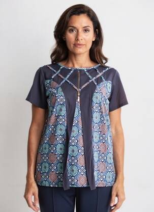 Top stretch manches courtes bleu PLURIELLES femme