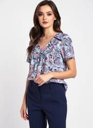 T-shirt imprimé fantaisie manches courtes bleu DIANE LAURY femme