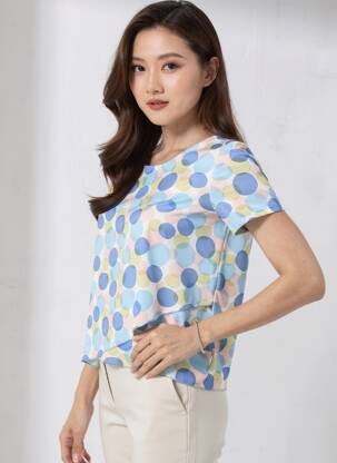 Top stretch manches courtes bleu I.ODENA femme