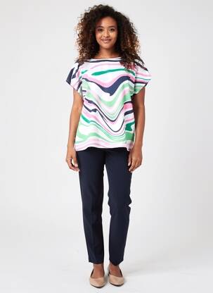 T-shirt coupe droite manches courtes blanc MARBLE femme