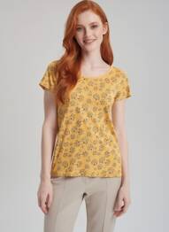 T-shirt imprimé fantaisie manches courtes jaune C'EST BEAU LA VIE femme