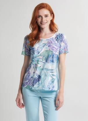 T-shirt imprimé fantaisie manches courtes bleu DIANE LAURY femme