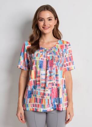 T-shirt imprimé fantaisie manches courtes bleu GRIFFON femme