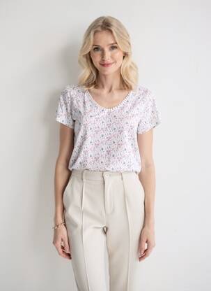 T-shirt coupe droite manches courtes blanc C'EST BEAU LA VIE femme