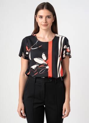 Top imprimé fantaisie manches courtes noir TELMAIL femme