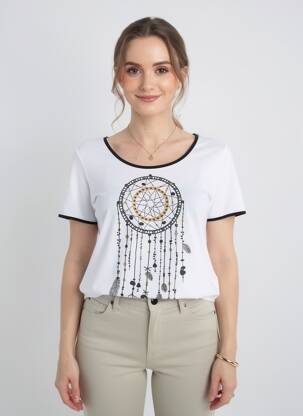 T-shirt imprimé fantaisie manches courtes blanc TELMAIL femme