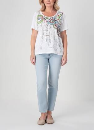 T-shirt imprimé fantaisie manches courtes blanc TELMAIL femme