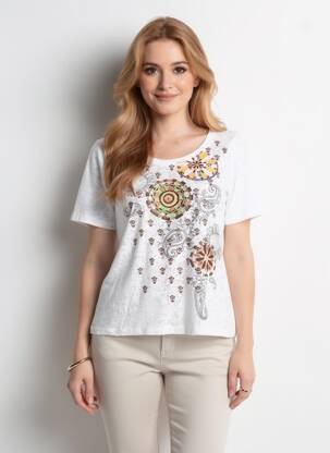 T-shirt imprimé fantaisie manches courtes blanc TELMAIL femme