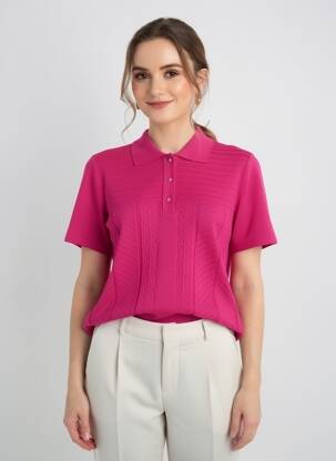 Polo coupe cintrée manches courtes rose I.ODENA femme