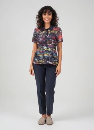 Polo stretch manches courtes bleu FRANCE RIVOIRE femme