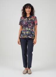 Polo stretch manches courtes bleu FRANCE RIVOIRE femme