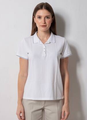 Polo coupe cintrée manches courtes blanc C'EST BEAU LA VIE femme