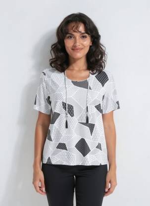 T-shirt imprimé fantaisie manches courtes blanc GRIFFON femme