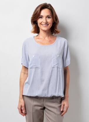 Blouse col rond manches courtes bleu TELMAIL femme