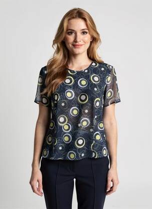 Top imprimé fantaisie manches courtes bleu GEVANA femme