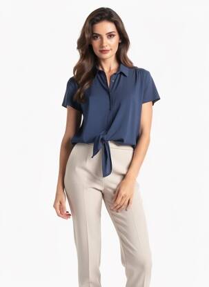 Chemisier manches courtes manches courtes bleu KATMAI femme
