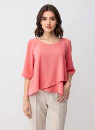 Blouse col rond manches 3/4 rose I.ODENA femme