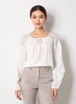 Blouse manches longues manches longues beige JENSEN femme