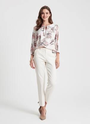Blouse tissage popeline manches 3/4 beige DIANE LAURY femme