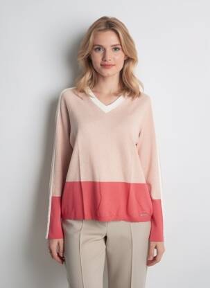 Pull tissage chiné manches longues rose DIANE LAURY femme