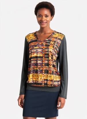 T-shirt imprimé fantaisie manches longues gris DIANE LAURY femme