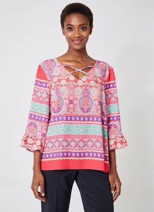 Blouse imprimé fantaisie manches 3/4 rose DIANE LAURY femme