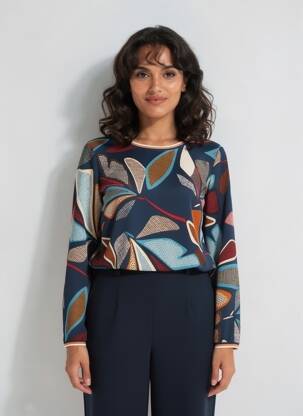 Blouse imprimé fleurs manches longues bleu DIANE LAURY femme